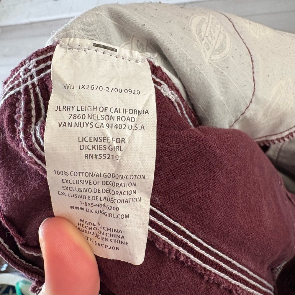Dickies Women’s Relaxed Fit Carpenter Pants Maroon Burgundy Discontinued Color - Picture 5 of 7